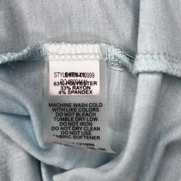 Title Nine Shirt Womens Medium Light Blue Breeze Cowl Neck Short Sleeve Stretch - Picture 6 of 8